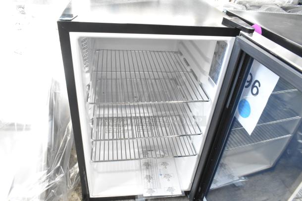 Excellence EMM-3HC Metal Black countertop display refrigerator, brand new, swing door, 115V, scratch and dent condition.