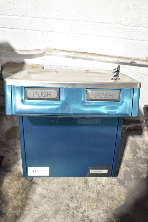 Brand new Halsey Taylor HTHBHACG8NF_1D wall mount water fountain with bottle filling attachment, 115V, 1 phase, minor dents.