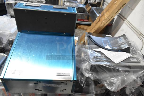 Brand new Halsey Taylor HTHBHACG8NF_1D wall mount water fountain with bottle filling, 115V, 1 phase, minor dents visible.