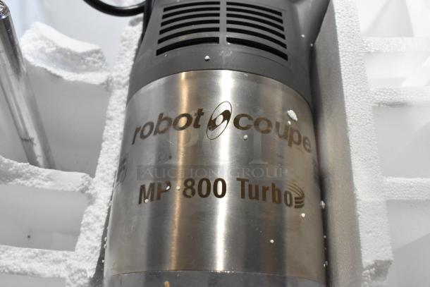Brand new Robot Coupe MP 800 Turbo 29" immersion blender, 1 3/5 HP, single speed, 120V, scratch and dent condition.