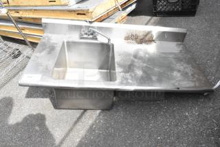 Stainless Steel Counter w/ Sink Bay, Faucet and Handles. No Legs. - Item #1213490
