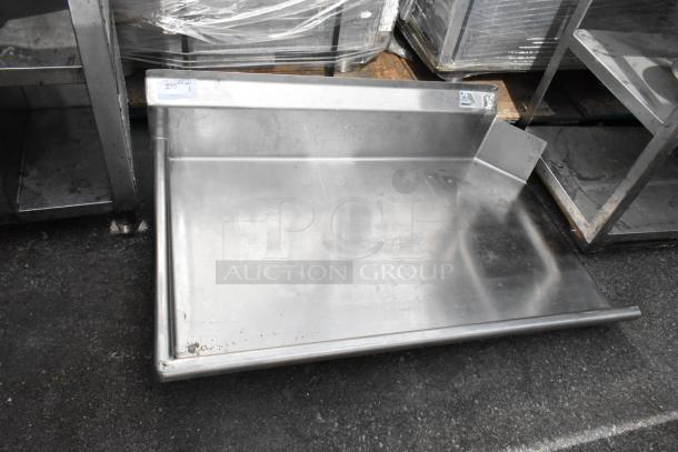Advance Tabco DTC-S30-48L stainless steel left side clean side dishwasher table, no legs, shows light surface wear.