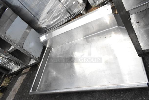 Advance Tabco DTC-S30-48L stainless steel left side clean dishwasher table, no legs, visible surface wear.