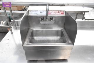 Stainless Steel Single Bay Wall Mount Sink w/ Faucet and Handles. - Item #1213500