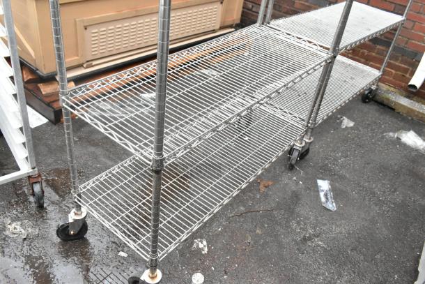 Chrome 4-tier wire shelving unit with commercial casters. Buyer to dismantle. Consider freight charges.