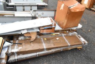 10 brand new scratch and dent items including Regency 600DOS1272 stainless steel double deck overshelf, PET bottles, and shelving posts.