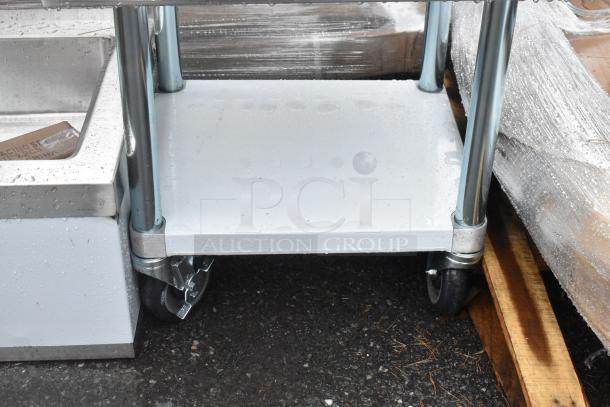 BRAND NEW Regency 600ES2424GK 24" x 24" stainless steel equipment stand with galvanized undershelf, casters; scratch and dent.