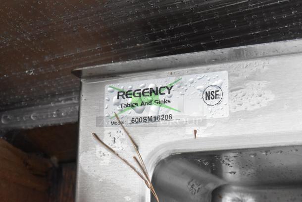 Brand new Regency 600SM16206 stainless steel mop sink, 25" with scratches. NSF certified. Label shows model number.
