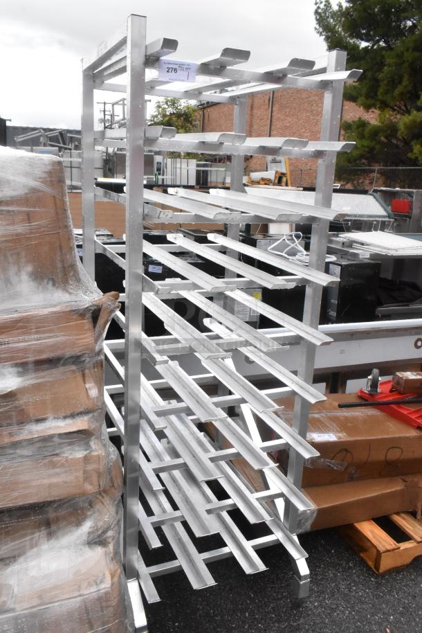 Brand new Regency CANRK162 full-size aluminum can rack for #10 and #5 cans, scratch and dent condition. Sturdy, multi-shelf design.