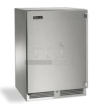 Brand new Perlick Model HC24FS-SS-STK commercial stainless steel single glass door 24” undercounter freezer, under warranty.