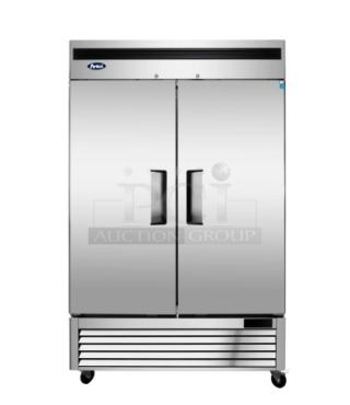 NEW! SCRATCH-N-DENT! Atosa! 2024! Late Model! Commercial Stainless Steel Solid 2 Door Vertical Reach-In Freezer! With Poly Coated Wired Rack! Model: MBF8503GR SN: MBF8503AUS1TN7T045! 115V 1 Phase! On Casters! - Item #1213087