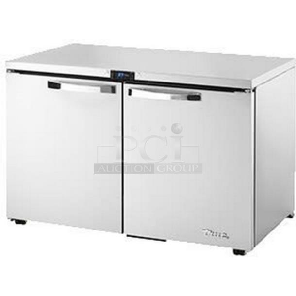 Brand new True TUC-48-LP-HC~SPEC3 commercial stainless steel 2-door undercounter refrigerator, Energy Star certified.