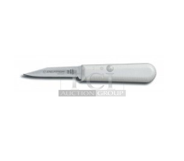 Brand new Dexter Russell Sani-Safe 3-1/4” clip point paring knife, white grip handle, model 15173, stainless steel.