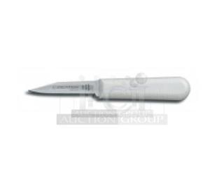 Brand new Dexter Russell Sani-Safe 3-1/4” clip point paring knife, white grip handle, model 15173, stainless steel.