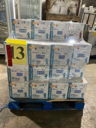 Full pallet of The Safety Zone nitrile powder-free gloves in assorted sizes. Brand new, commercial-grade, 40X your bid.