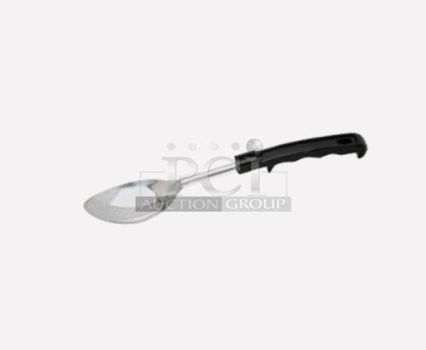 Johnson-Rose 13” stainless steel serving spoon, model 3513, with black grip handle. Brand new condition.