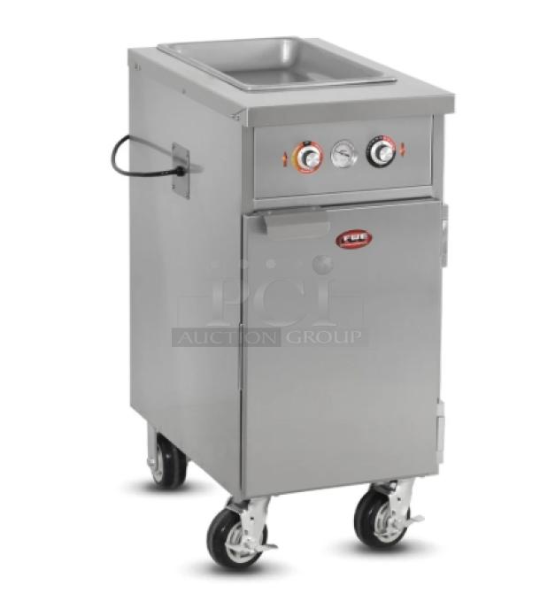 BRAND NEW FWE Handy Line electric heated food table, model HLC1W67H7DRN, features single-well design with pan slides.