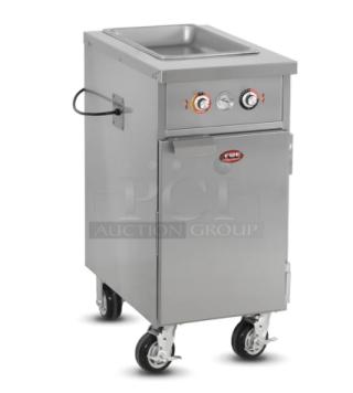 BRAND NEW FWE Handy Line electric heated food table, model HLC1W67H7DRN, features single-well design with pan slides.