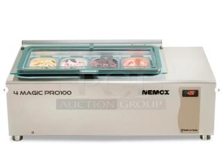 NEW! OUT OF THE BOX! Nemox 4 Magic Series Commercial Stainless Steel Electric Powered Countertop Gelato/Ice Cream Display Case! Model: Pro100 SN: 220000115! 120V 1 Phase! - Item #1214253