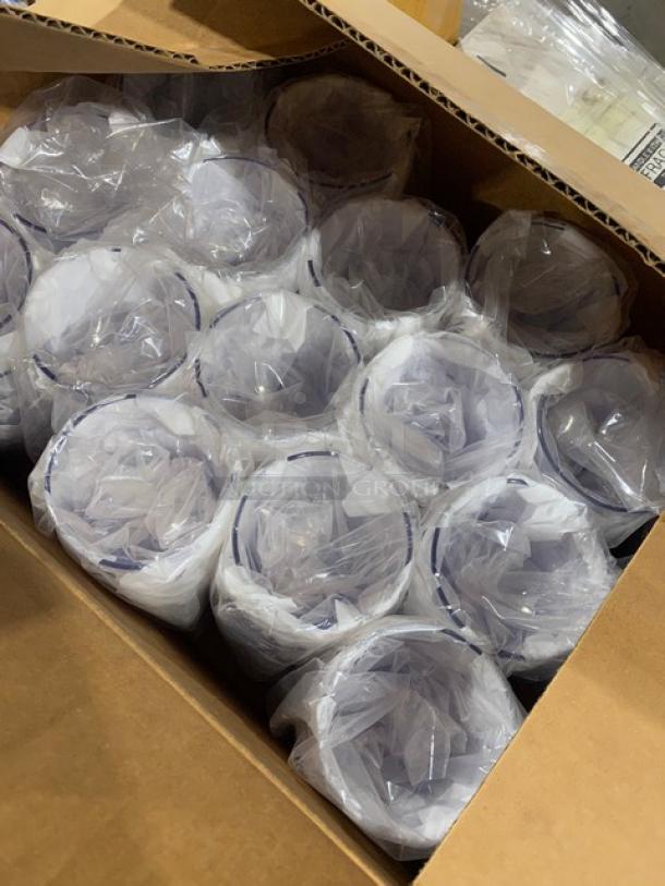New mixed pallet of commercial kitchenware includes Carlisle Sierrus black bowls, model 3303203, in original packaging.