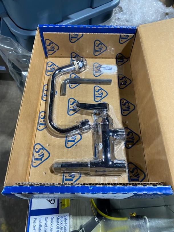 Brand new T&S Brass polished chrome add-on faucet model B-0155-LNEZ in original packaging, EasyInstall design.