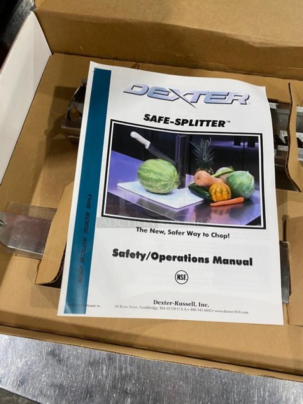 Brand new Dexter Russell 09703 Safe-Splitter countertop cutting board system with manual, knife included.