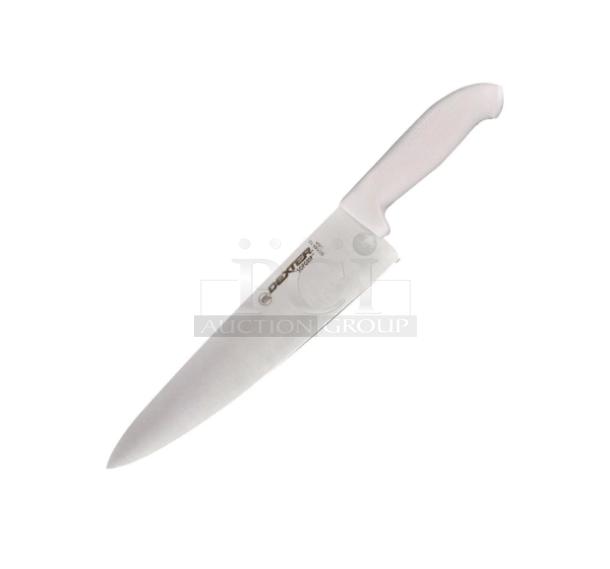 Dexter Russell SofGrip 10" Cook's Knife, model SG145-10, stainless steel blade, white grip handle, brand new condition.