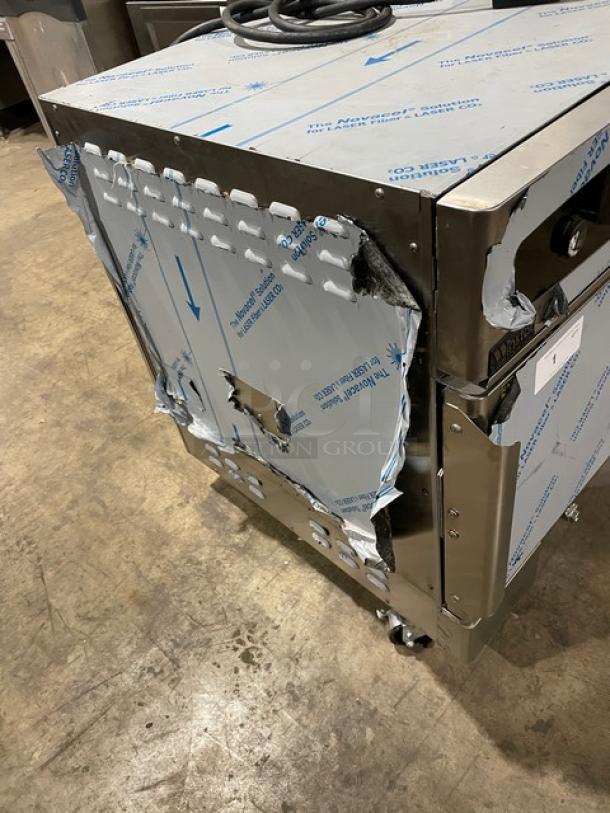 Winston CVap Series CHV504UVR half-size cook & hold oven, stainless steel, 2020 model, scratch-and-dent, 208V, on casters.