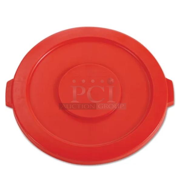 NEW Rubbermaid BRUTE red flat-top lid, model 2631, for 32-gal container. Commercial use, durable plastic. Brand new condition.