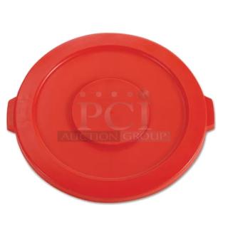 NEW Rubbermaid BRUTE red flat-top lid, model 2631, for 32-gal container. Commercial use, durable plastic. Brand new condition.