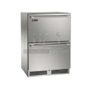 Brand new Perlick ADA Series stainless steel 2-drawer undercounter refrigerator model HB24RS4D00EDFLD. Commercial-grade.