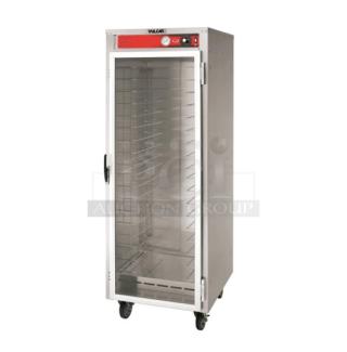 Brand new Vulcan electric heated holding cabinet, model VHFA18-1M3ZN, non-insulated, full-size, 120V, on casters.