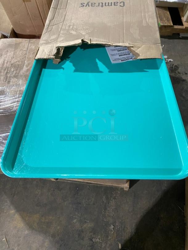 Brand new Cambro Camtray green fiberglass 18"x26" rectangular market/display tray, model 1826MT140 in original box.