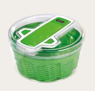 Brand new Zyliss SwiftDry salad dryer, single-handed operation, green design, clear lid, commercial quality.