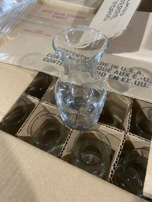 Mixed pallet with new Steelite, Front of the House, and Libbey tableware, featuring porcelain dishes and clear glassware, boxed.