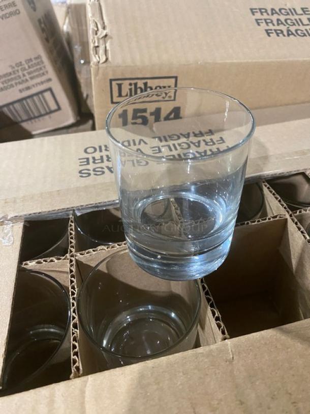 Libbey Embassy Collection 7 oz. Rocks Glass, Model 1514, new in packaging, with visible fragile markings on the box.