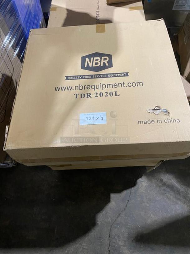 Brand new NBR model TDR-2020L stainless steel self-closing drawer assembly in original box with lock; made in China.
