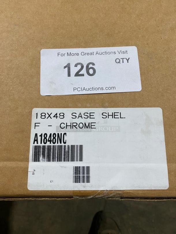 Brand new Metro A1848NC chrome-plated adjustable shelf, 48"x18". Single unit, commercial grade, original packaging with label.