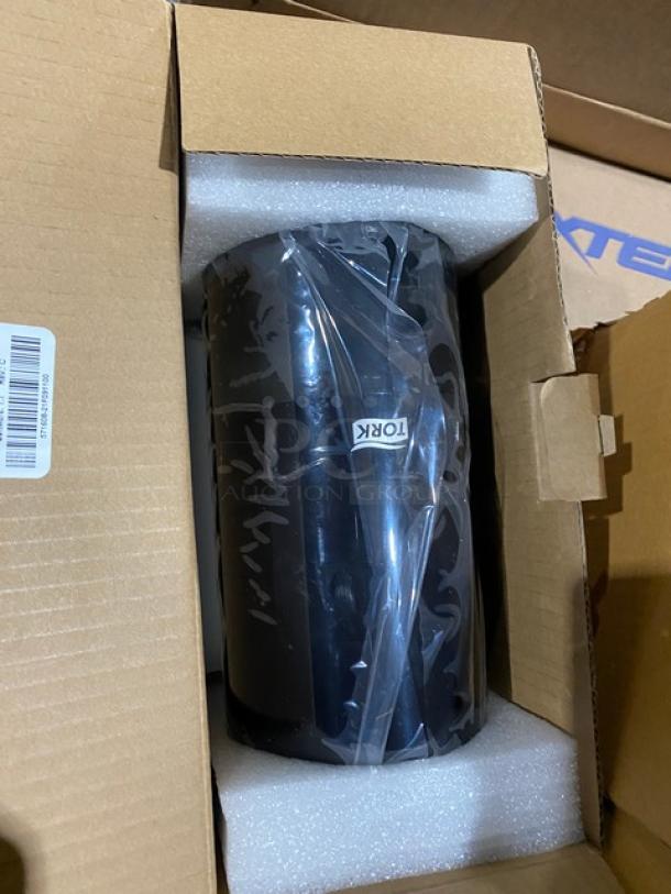 Brand new Tork Elevation Series black wall-mount automatic foam hand hygiene dispenser in packaging. Model: 571608.