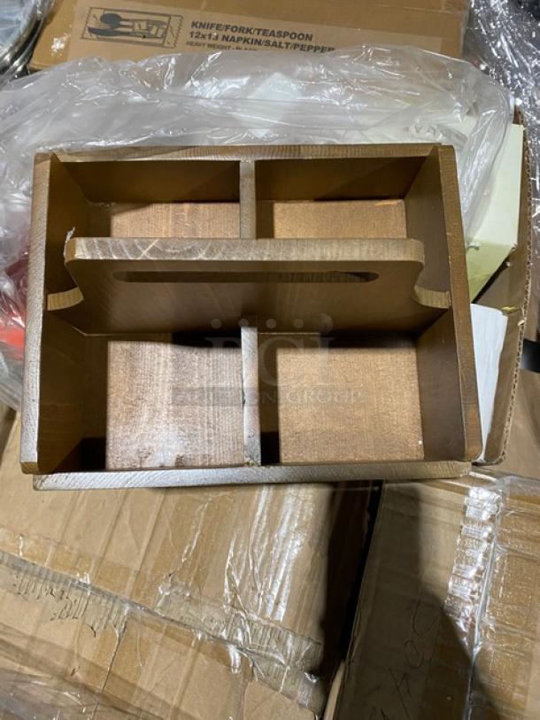 Mixed pallet of commercial serveware, featuring models like SW-1714-CL glass, HL6346000 china plate, and more, brand new condition.