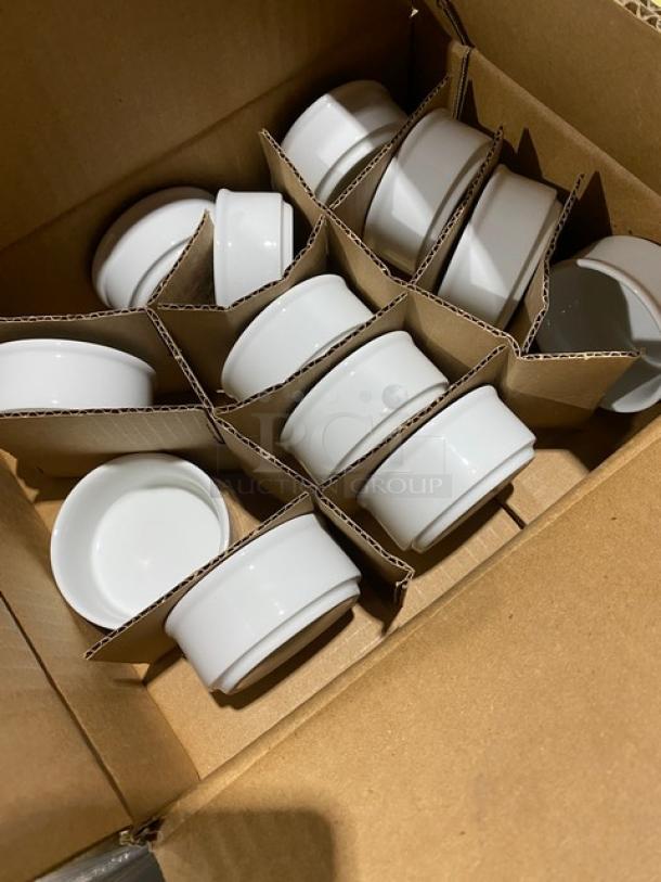 Mixed pallet with various commercial dinnerware, including Steelite and Carlisle items, boxed and new.