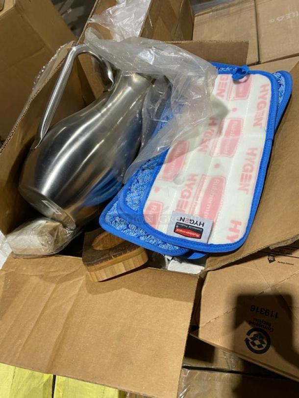 Mixed pallet with assorted commercial kitchenware including Steelite and Cambro items in packaging. New condition.