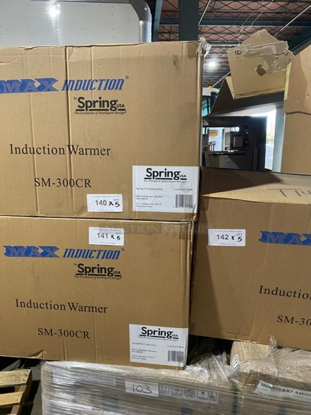 Spring USA SM-300CR induction warmer boxes, model SM-300CR, 120V, brand new, labeled for auction.