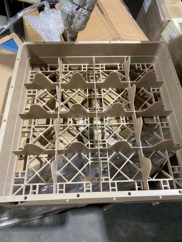 BRAND NEW Vollrath Traex Series Glass Rack, Beige, 16-Compartment, Full-Size, Closed Wall, 3-1/4", Model CR8.
