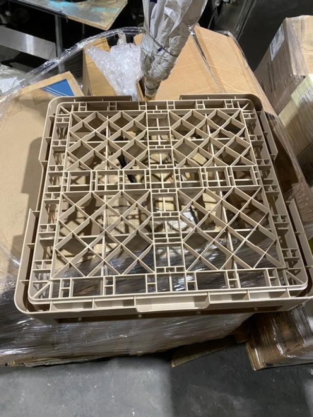 Brand new Vollrath Traex CR8 16-compartment beige glass rack, full-size, closed wall, 3-1/4", commercial use.