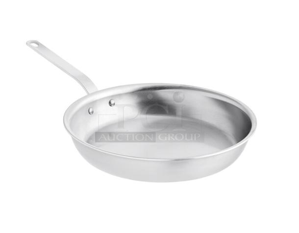 Brand new Vollrath Tribute Series 12" Tri-Ply Stainless Steel Fry Pan, model 691112, with plated handle.