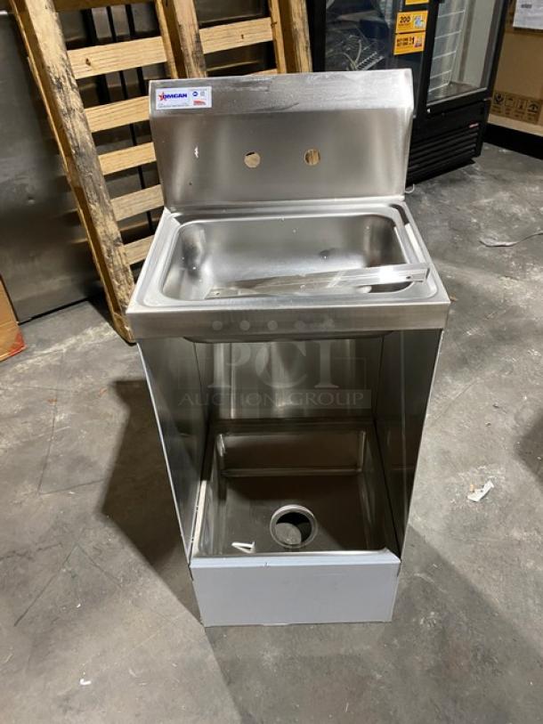BRAND NEW Omcan Stainless Steel Dual-Functionality Single Bowl Hand Sink with Floor Mop Sink, Model 47246.
