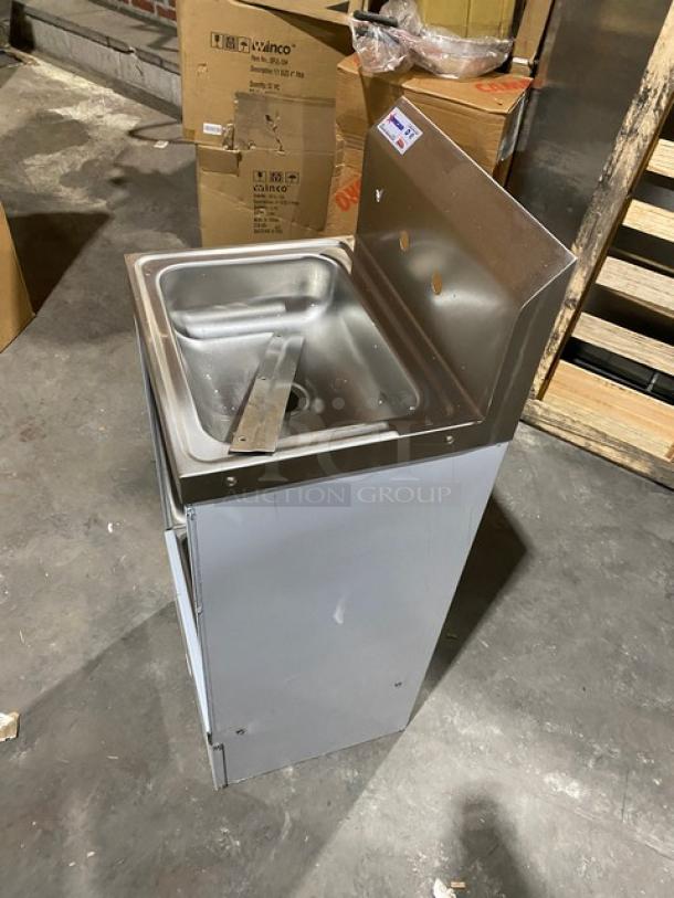 Brand new Omcan model 47246 single bowl hand sink with dual-functionality and mop sink feature, stainless steel.