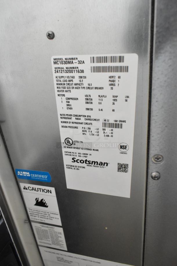BRAND NEW 2024 Scotsman MC1030MA-32A Ice Machine; stainless steel, medium cube, 1077 lb. capacity, 208/230V, scratch and dent.
