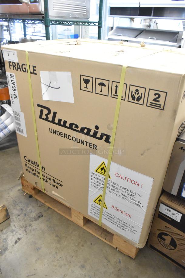 Boxed Blue Air BLUF28-HC stainless steel commercial undercounter freezer. Brand new, 115V, 1 phase.